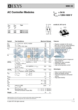 MMO62-16IO6 datasheet - AC Controller Modules