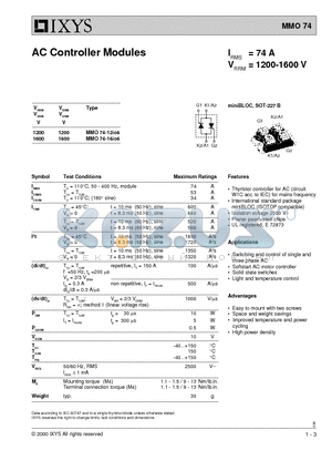 MMO74-12IO6 datasheet - AC Controller Modules