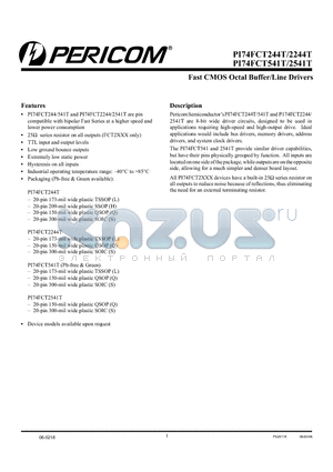 PI74FCT2244ATQE datasheet - Fast CMOS Octal Buffer/Line Drivers