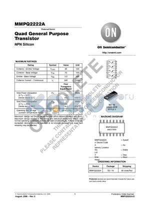 MMPQ2222A datasheet - Quad General Purpose Transistor NPN Silicon