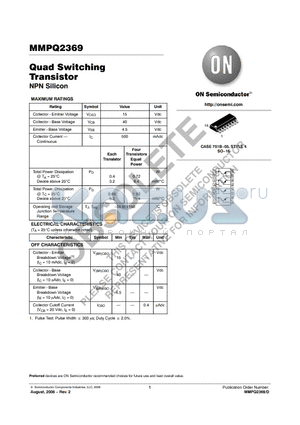 MMPQ2369 datasheet - Quad Switching Transistor NPN Silicon