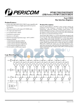 PI74FCT2821T datasheet - Fast CMOS Bus Interface Registers