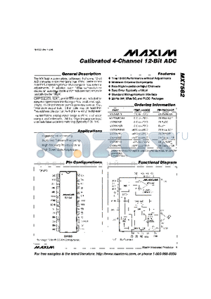 MX7582KEWG datasheet - Calibrated 4-Channel 12-Bit ADC