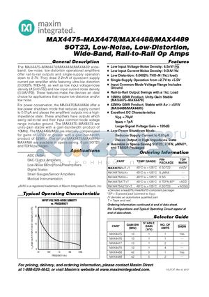 MAX4475_12 datasheet - SOT23, Low-Noise, Low-Distortion, Wide-Band, Rail-to-Rail Op Amps