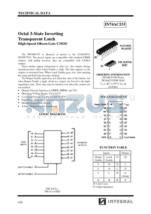 IN74AC533 datasheet - Octal 3-State Inverting Transparent Latch High-Speed Silicon-Gate CMOS