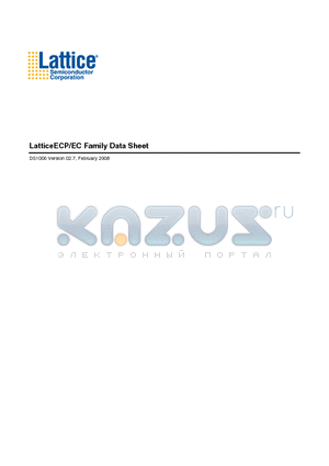 LFEC20E-3T100C datasheet - LatticeECP/EC Family Data Sheet