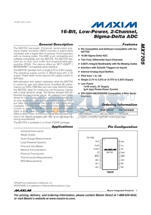 MX7705_10 datasheet - 16-Bit, Low-Power, 2-Channel, Sigma-Delta ADC