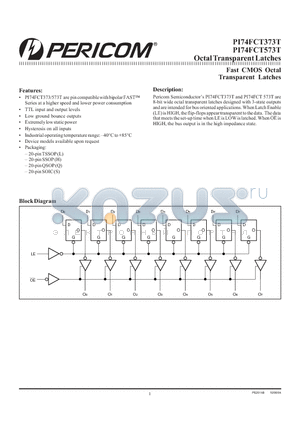 PI74FCT573ATQ datasheet - Fast CMOS Octal Transparent Latches