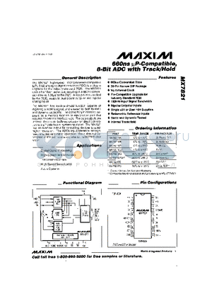 MX7821KN datasheet - 660ns lP-Compatible, 8-Bit ADC with Track/Hold
