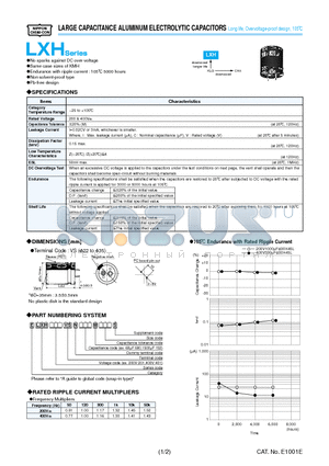 ELXH201VSN102MA35S datasheet - LARGE CAPACITANCE ALUMINUM ELECTROLYTIC CAPACITORS