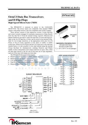 IN74AC652N datasheet - Octal 3-State Bus Transceivers and D Flip-Flops High-Speed Silicon-Gate CMOS