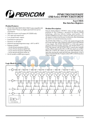 PI74FCT823T datasheet - Fast CMOS Bus Interface Registers