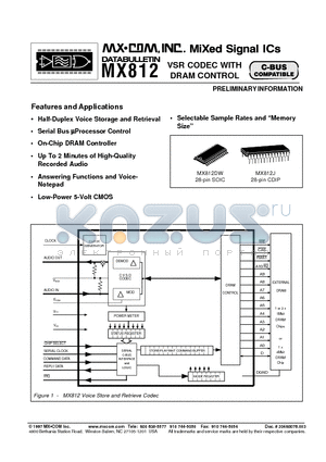 MX812DW datasheet - VSR CODEC WITH DRAM CONTROL