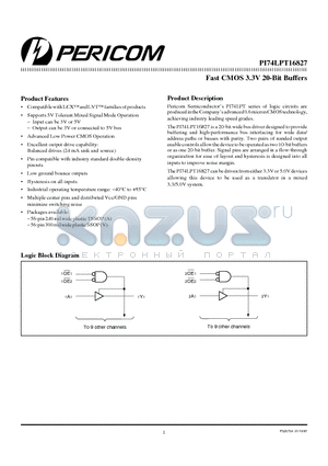 PI74LPT16827 datasheet - Fast CMOS 3.3V 20-Bit Buffers