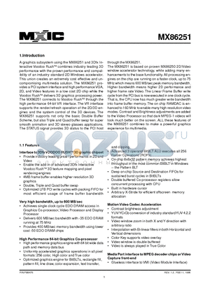 MX86251 datasheet - 3D graphic chipset