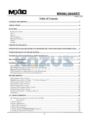 MX88L284AEC datasheet - Highly integration chip for Flat Panel Display application