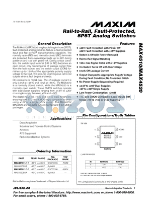 MAX4510EUT-T datasheet - Rail-to-Rail, Fault-Protected, SPST Analog Switches