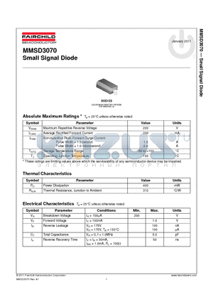 MMSD3070_11 datasheet - Small Signal Diode