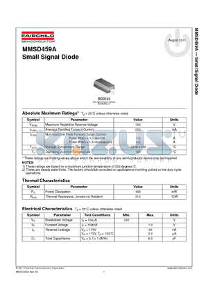 MMSD459A_11 datasheet - Small Signal Diode