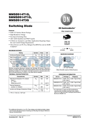 MMSD914T3G datasheet - Switching Diode