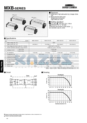 MXB-1206 datasheet - Wide band, High attenuation by 2-stage choke coil