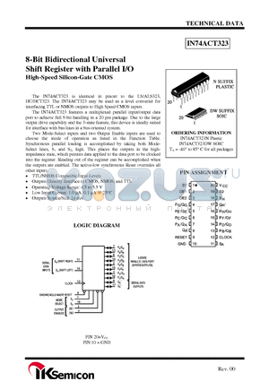 IN74ACT323N datasheet - 8-Bit Bidirectional Universal Shift Register with Parallel I/O High-Speed Silicon-Gate CMOS