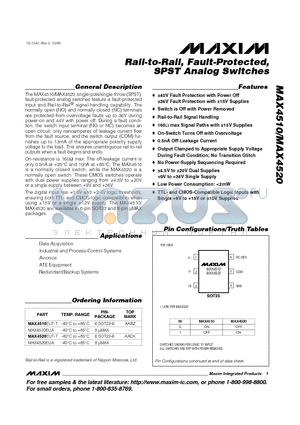 MAX4520EUA datasheet - Rail-to-Rail, Fault-Protected, SPST Analog Switches