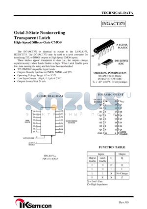 IN74ACT373 datasheet - Octal 3-State Noninverting Transparent Latch High-Speed Silicon-Gate CMOS