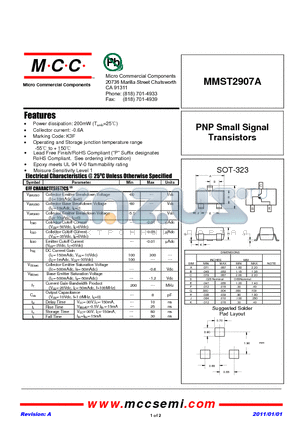 MMST2907A_11 datasheet - PNP Small Signal Transistors