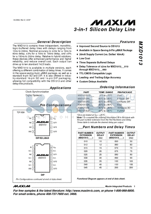 MXD1013C-D datasheet - 3-in-1 Silicon Delay Line