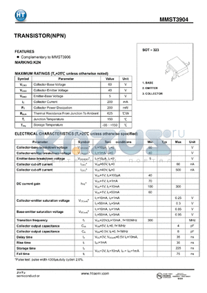 MMST3904 datasheet - TRANSISTOR(NPN)