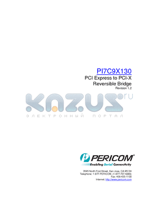 PI7C9X130 datasheet - PCI Express to PCI-X Reversible Bridge