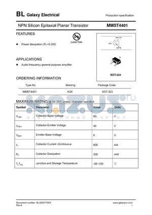 MMST4401 datasheet - NPN Silicon Epitaxial Planar Transistor