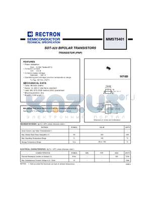 MMST5401 datasheet - SOT-323 BIPOLAR TRANSISTORS TRANSISTOR (PNP)