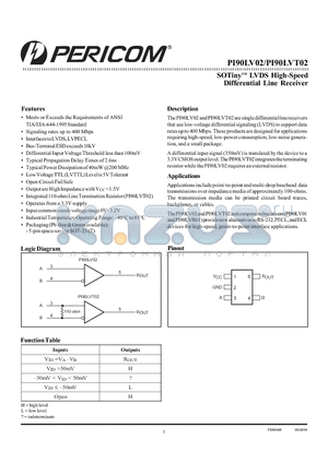 PI90LV02TX datasheet - SOTinyTM LVDS High-Speed Differential Line Receiver