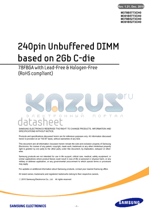 M391B5273CH0 datasheet - 240pin Unbuffered DIMM based on 2Gb C-die