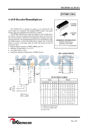 IN74HC138AD datasheet - 1-of-8 Decoder/Demultiplexer