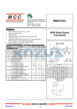 MMST5551 datasheet - NPN Small Signal Transistors