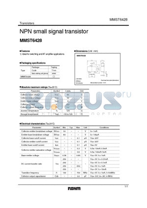 MMST6428 datasheet - NPN small signal transistor