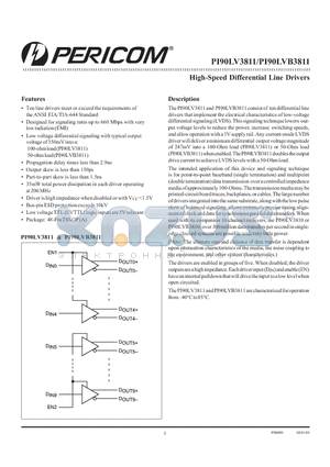 PI90LV3811A datasheet - High-Speed Differential Line Drivers