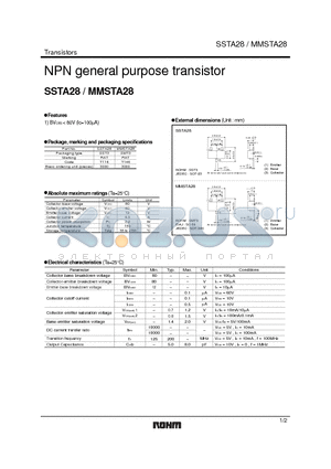 MMSTA28 datasheet - NPN general purpose transistor