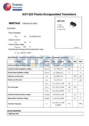 MMSTA42 datasheet - Plastic-Encapsulated Transistors