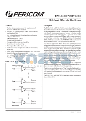 PI90LVB3811 datasheet - High-Speed Differential Line Drivers