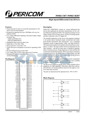 PI90LVB387 datasheet - High-Speed Differential Line Drivers