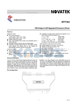 NT7703 datasheet - 160 Output LCD Segment/Common Driver