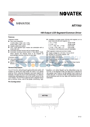 NT7703H-BDT datasheet - 160 Output LCD Segment/Common Driver