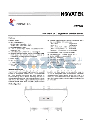 NT7704H-TABF4 datasheet - 240 Output LCD Segment/Common Driver