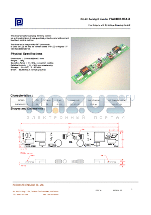 PIA04RB-031-P datasheet - Four Outputs with DC Voltage Dimming Control