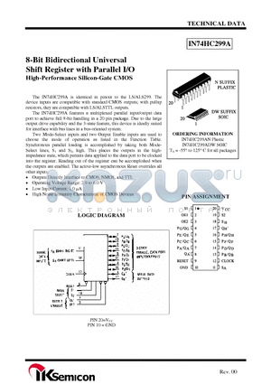 IN74HC299ADW datasheet - 8-Bit Bidirectional Universal Shift Register with Parallel I/O High-Performance Silicon-Gate CMOS
