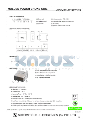 PIB0412MP6R8MN datasheet - MOLDED POWER CHOKE COIL